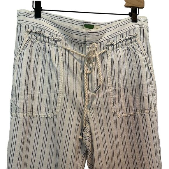 Anthropologie Linen Blend Cropped Beachy Nautical Pants Size MP - Picture 3 of 6